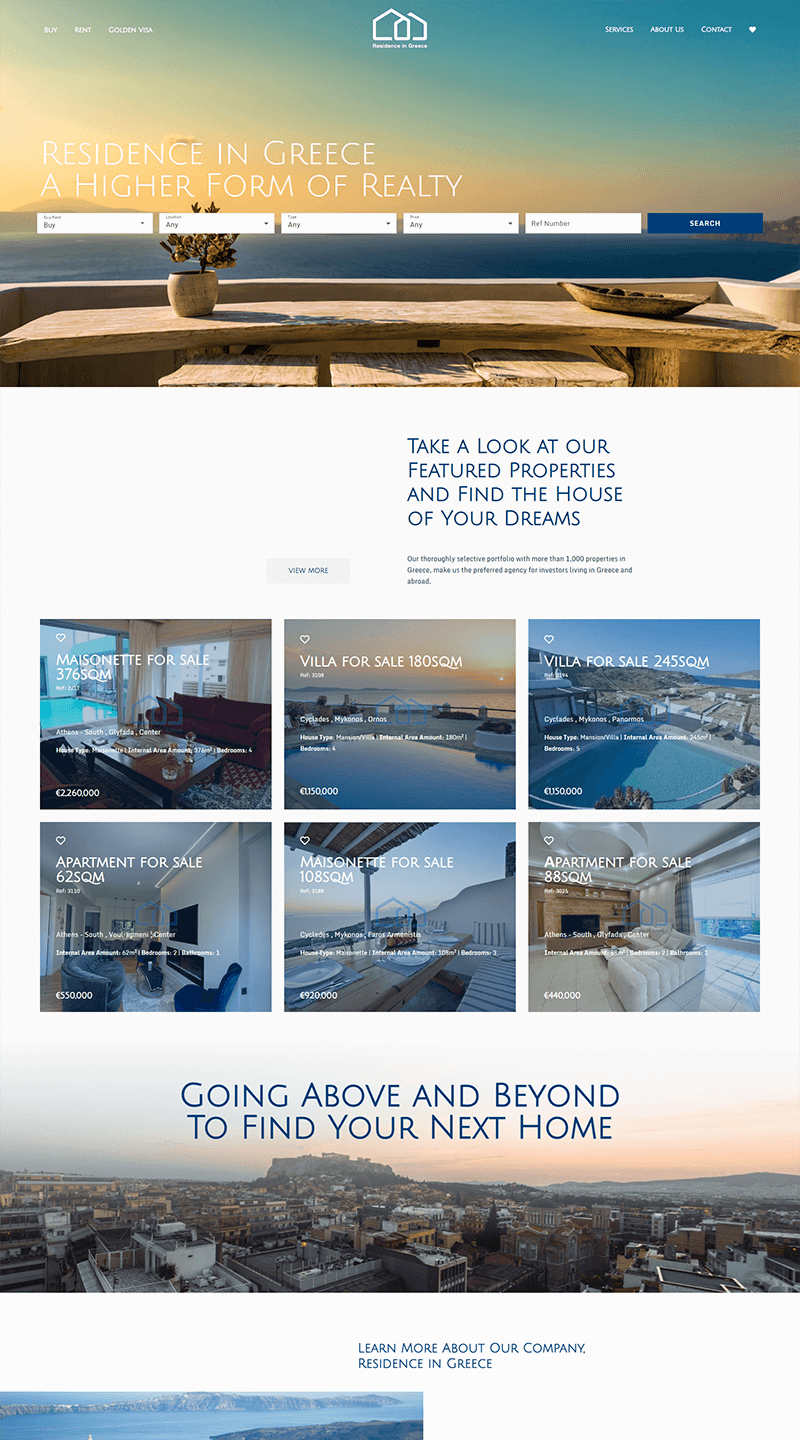 Residence in Greece website design