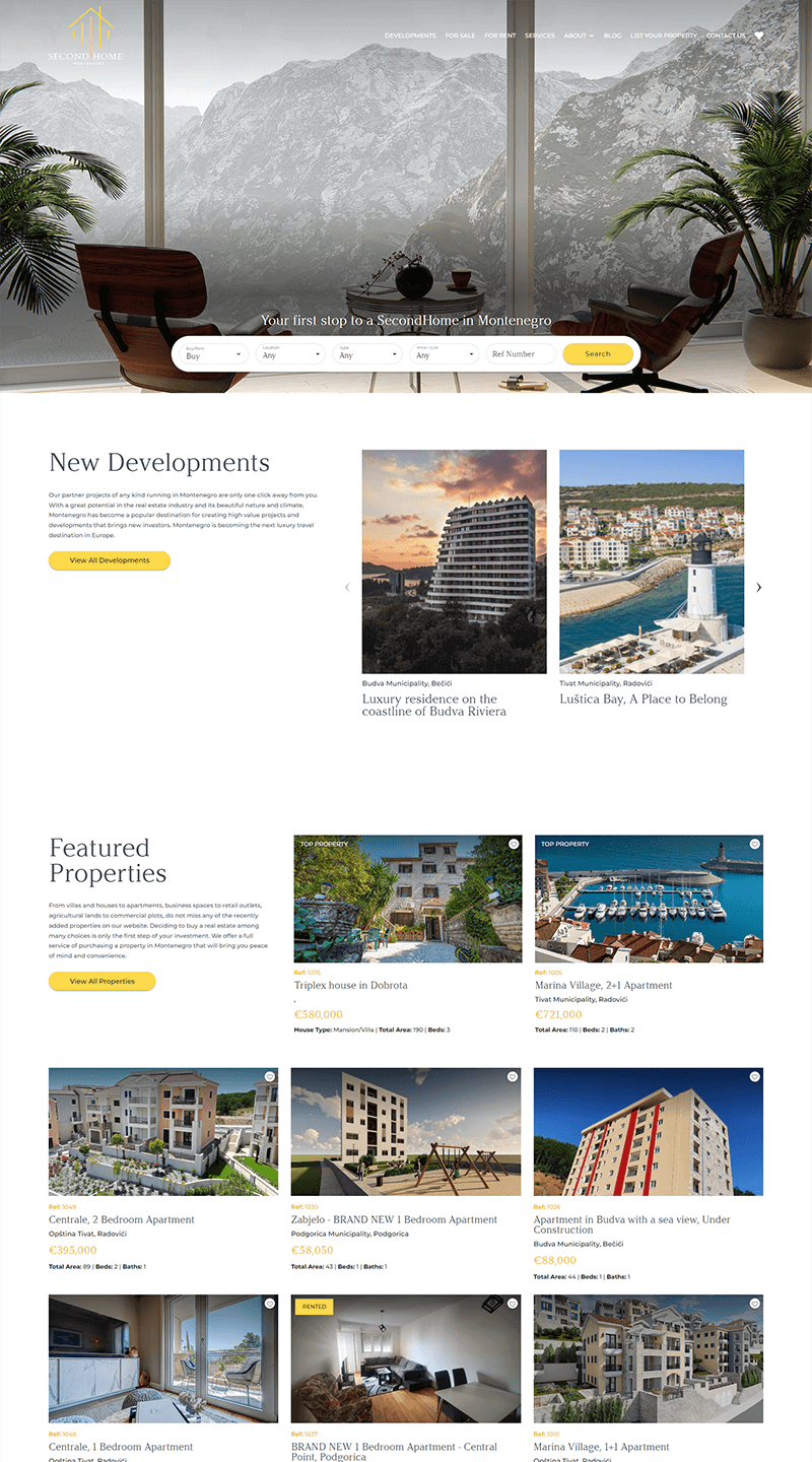 Second Home Montenegro website design